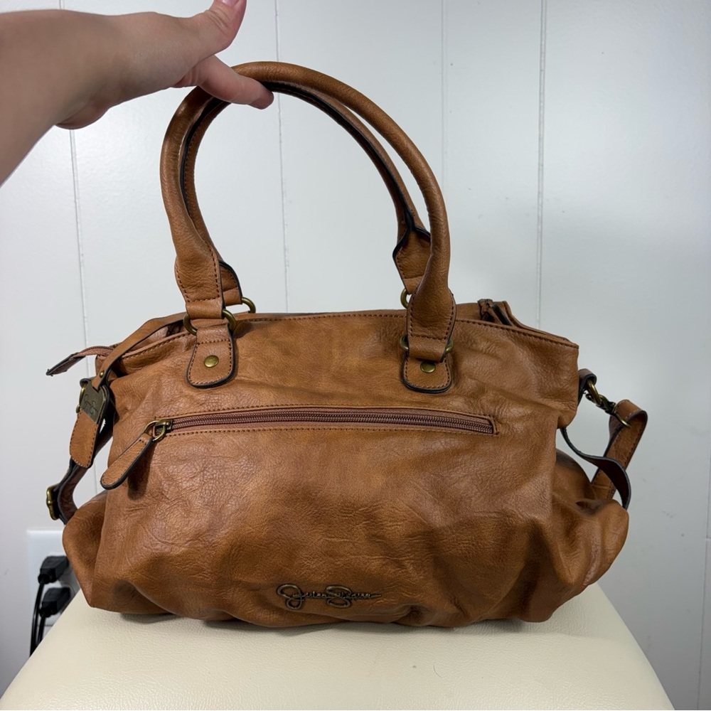 Jessica Simpson Brown Faux Leather Bohemian Boho Hobo Bag Purse Long Strap - Picture 5 of 7